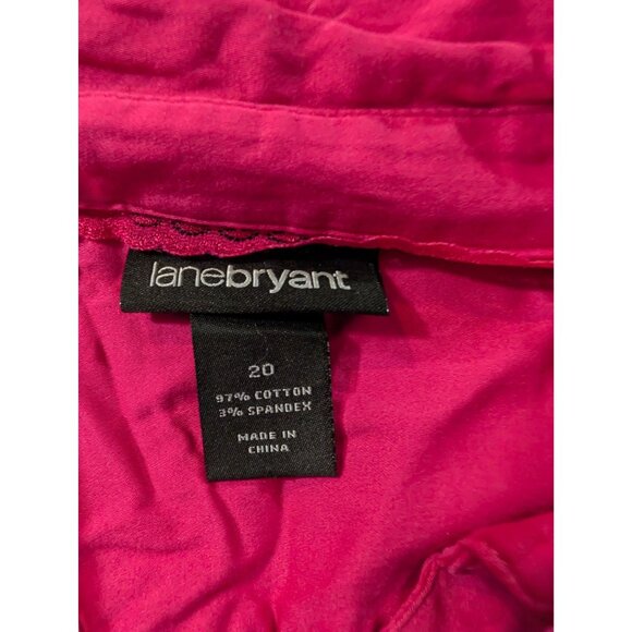 Lane Bryant Plus Size 20 Hot Fuchsia Long Seeve Button-Up Blouse Top Shirt Vtg - Picture 2 of 6